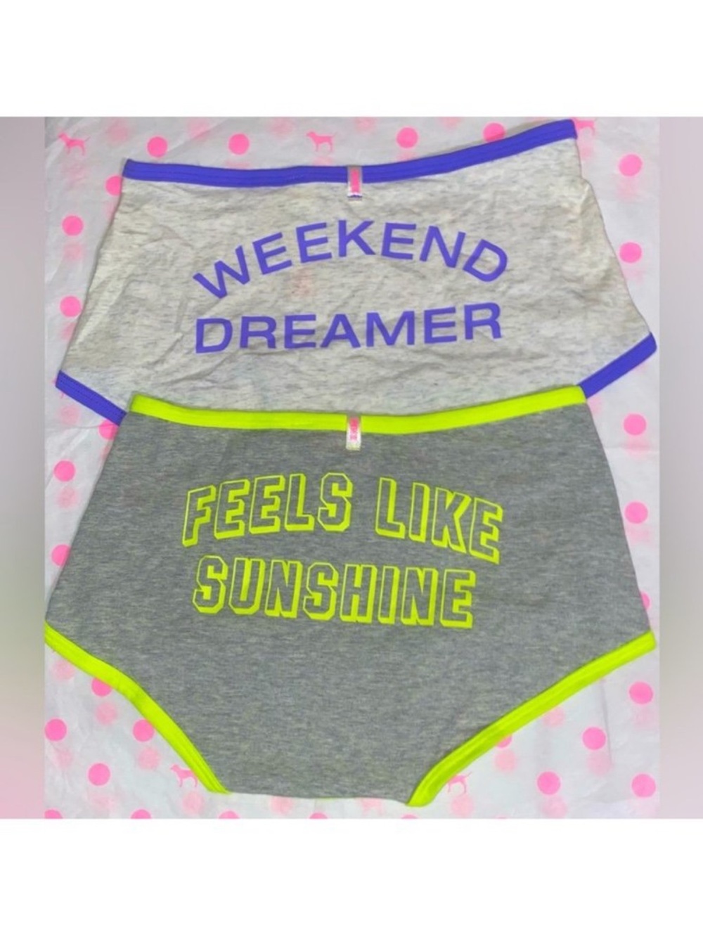 2 Victoria’s Secret PINK Boyshorts panties bundle Pink cotton panties striped